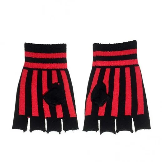 Mitones Rojos a Rayas con Calaveras