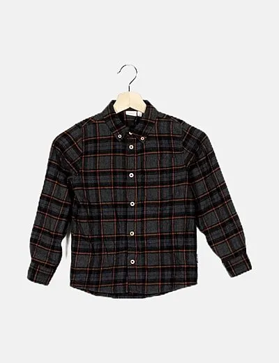 Name it Camisa gris a cuadros con bolsillo
