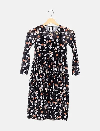 Name it Vestido negro floral