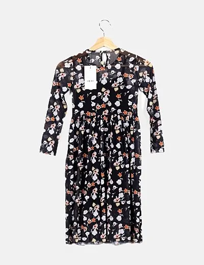 Name it Vestido negro floral