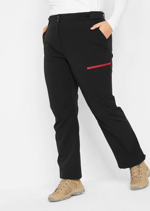 Pantalón elástico e impermeable de softshell con bolsillos Negro
