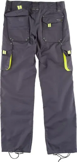 Pantalón multibolsillos con elástico en laterales Gris / Amarillo