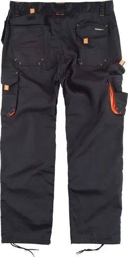 Pantalón multibolsillos con elástico en laterales Negro / Naranja