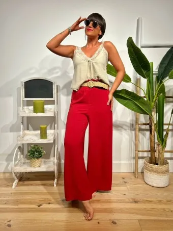 Pantalón Palazzo Cinturón BERLINKA Rojo