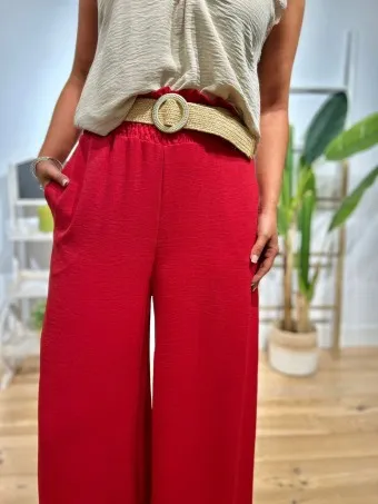 Pantalón Palazzo Cinturón BERLINKA Rojo