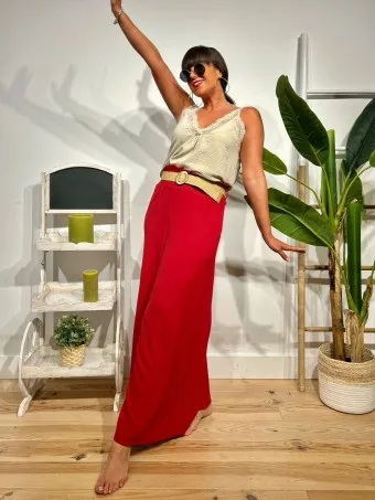 Pantalón Palazzo Cinturón BERLINKA Rojo