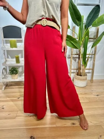 Pantalón Palazzo Cinturón BERLINKA Rojo