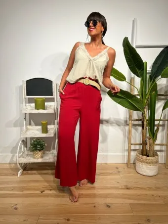 Pantalón Palazzo Cinturón BERLINKA Rojo