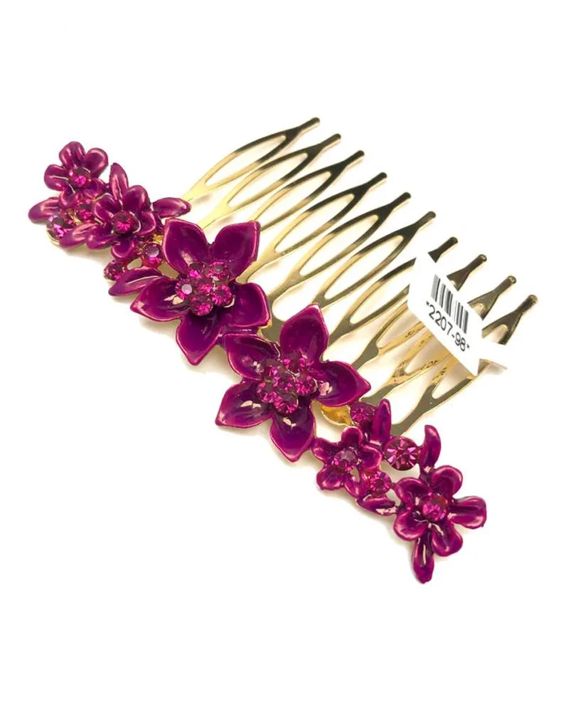 PEINETAS DE FIESTA BUGAMBILIAS CON FLORES PARA SU PEINADO