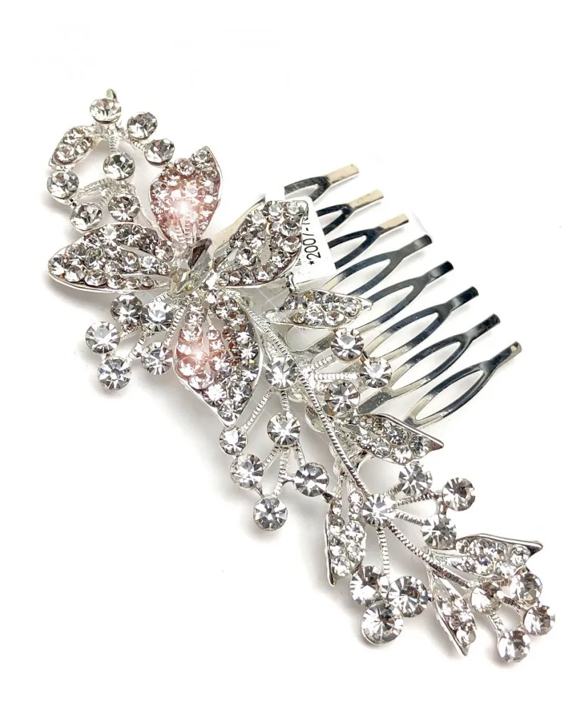 PEINETAS PLATEADAS PARA BODAS CON PEDRERIA DE CRISTAL BRILLO
