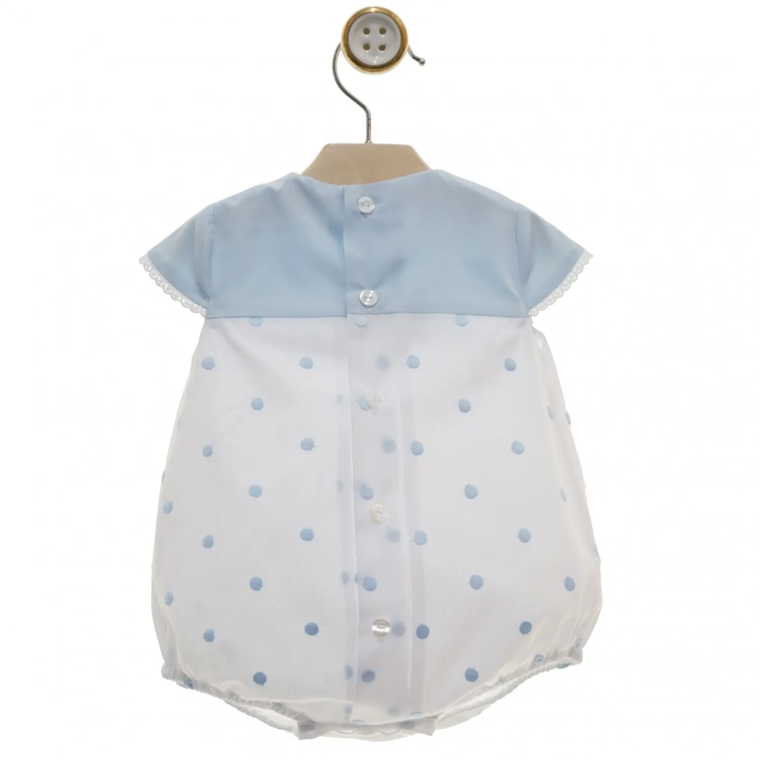 Pelele para niño con bodoques bordados. Colección Papiro