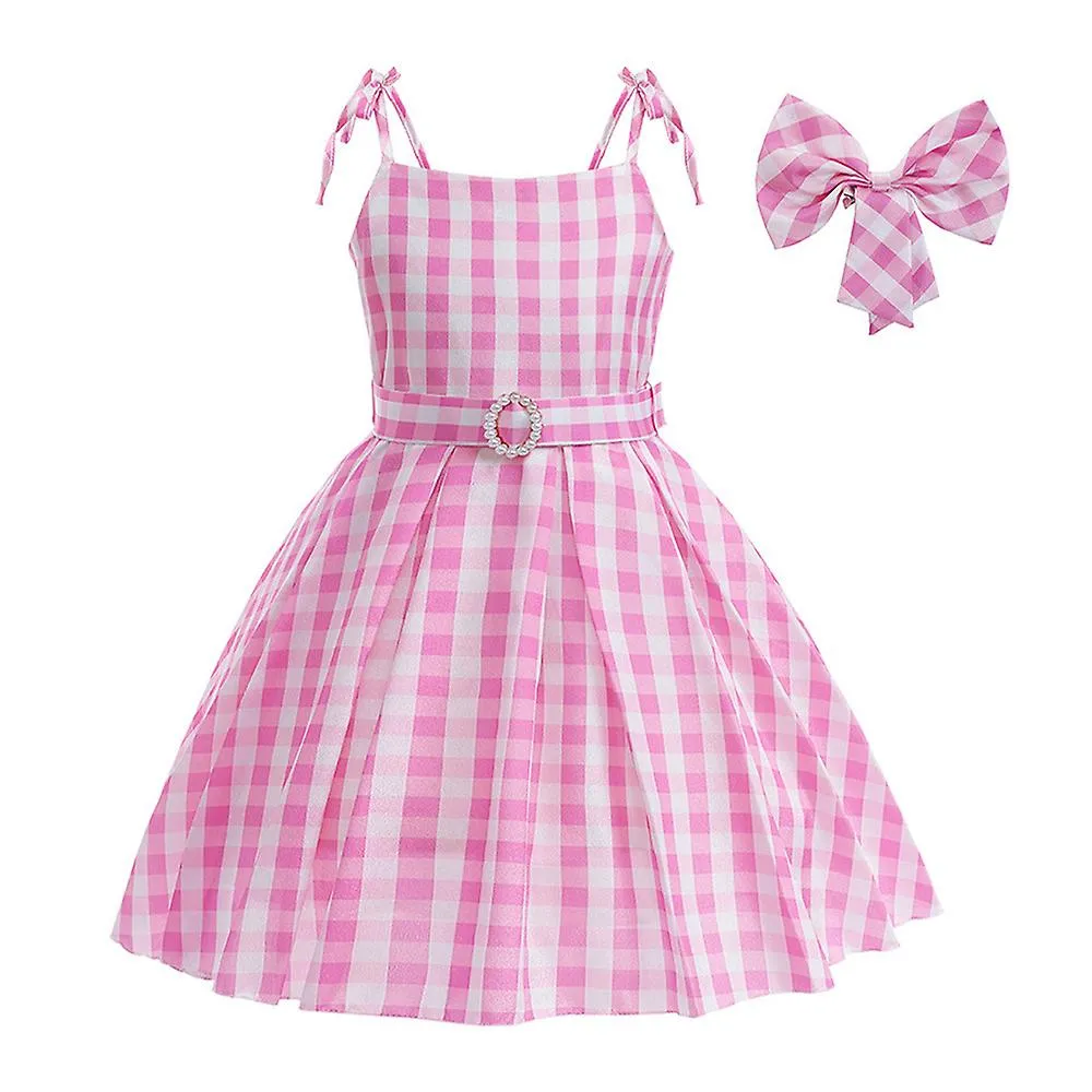 Película Barbi Disfraz para niñas Rosa Plaid Margot Robbie Cosplay Niños Princesa Vestido Cumpleaños Halloween Carnaval Fiesta