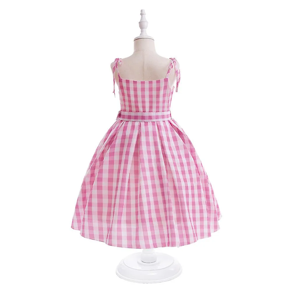 Película Barbi Disfraz para niñas Rosa Plaid Margot Robbie Cosplay Niños Princesa Vestido Cumpleaños Halloween Carnaval Fiesta