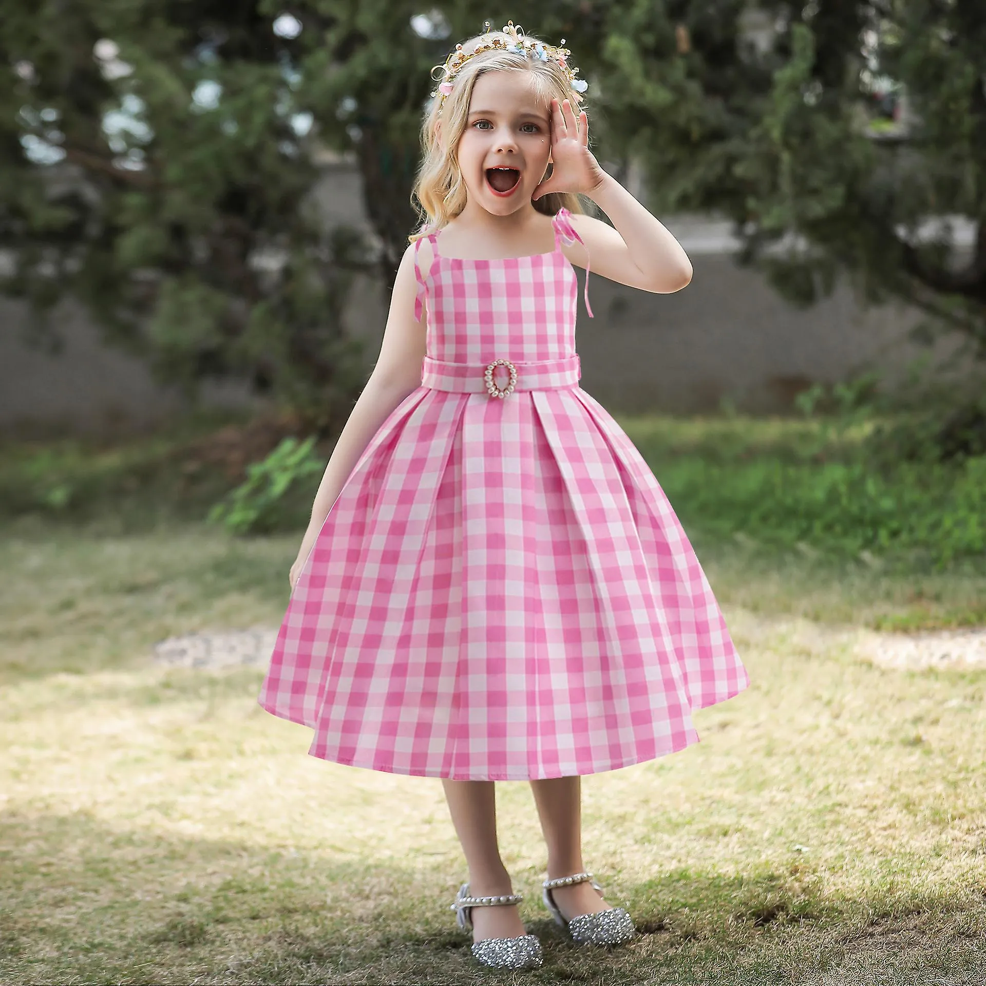 Película Barbi Disfraz para niñas Rosa Plaid Margot Robbie Cosplay Niños Princesa Vestido Cumpleaños Halloween Carnaval Fiesta