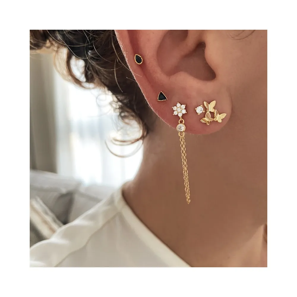 Pendiente Triple Mariposa Oro