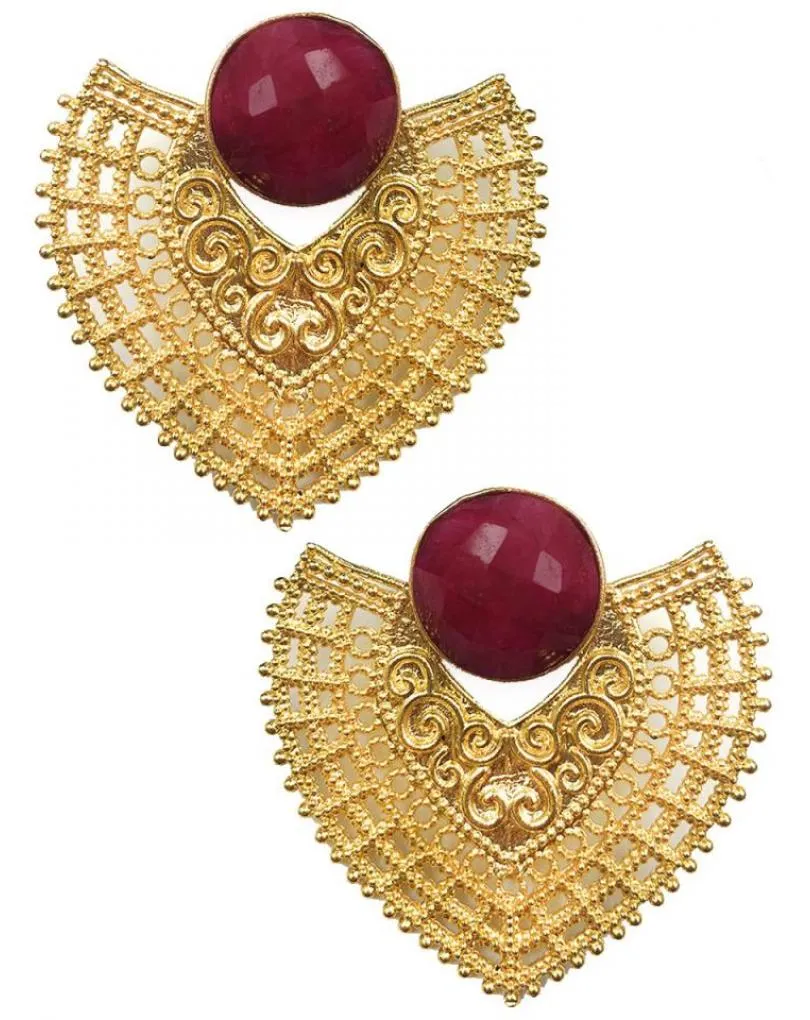 PENDIENTES DORADOS PARA MUJER DE PIEDRAS NATURALES BUGAMBILIAS