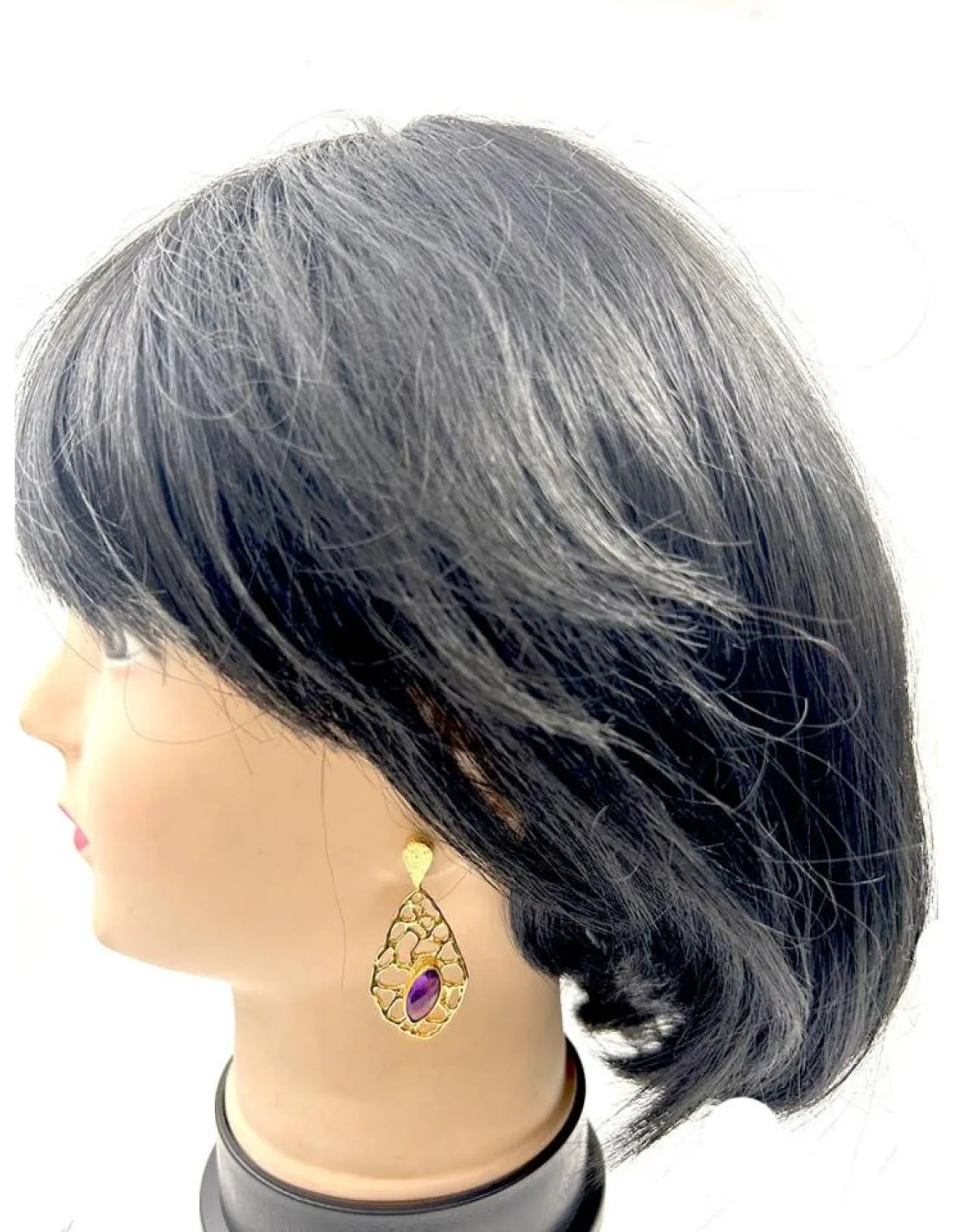 PENDIENTES PARA BODAS DE LAGRIMA DORADA CON LILA