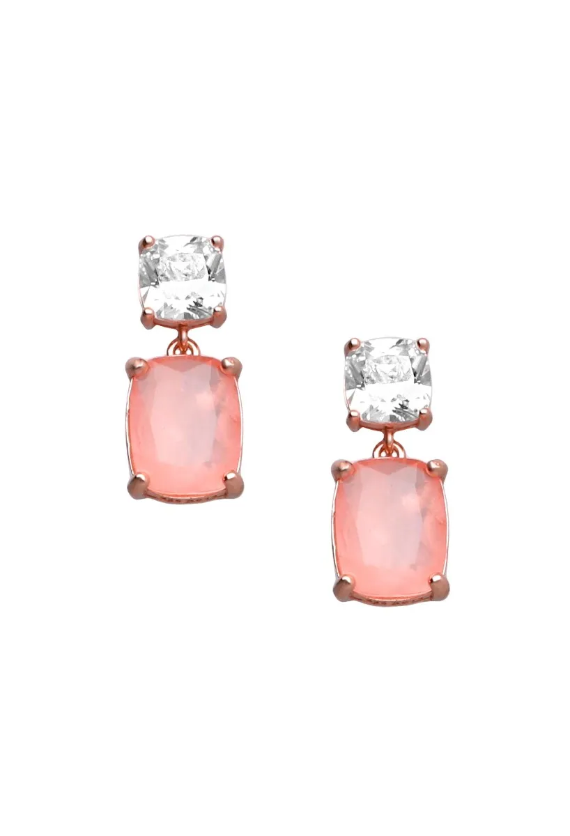 PENDIENTES PLATA DE LEY CHAPADOS EN ORO CON CUARZO ROSA 252_BE54683ROJRS