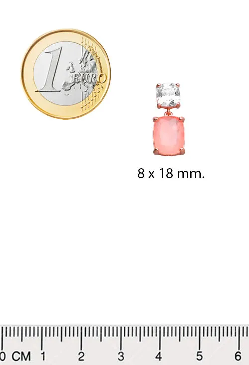 PENDIENTES PLATA DE LEY CHAPADOS EN ORO CON CUARZO ROSA 252_BE54683ROJRS