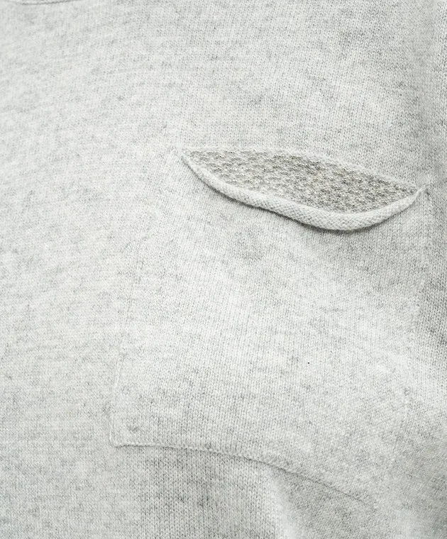 Peserico Gray wool and silk sweater with monil chain