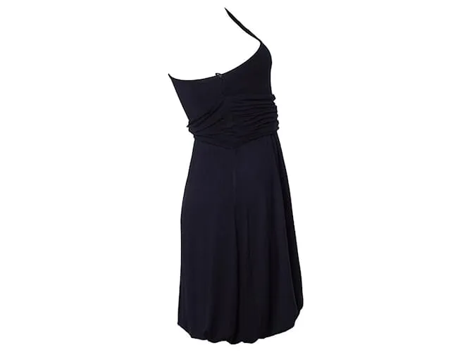 Pinko, vestido negro drapeado de un hombro 