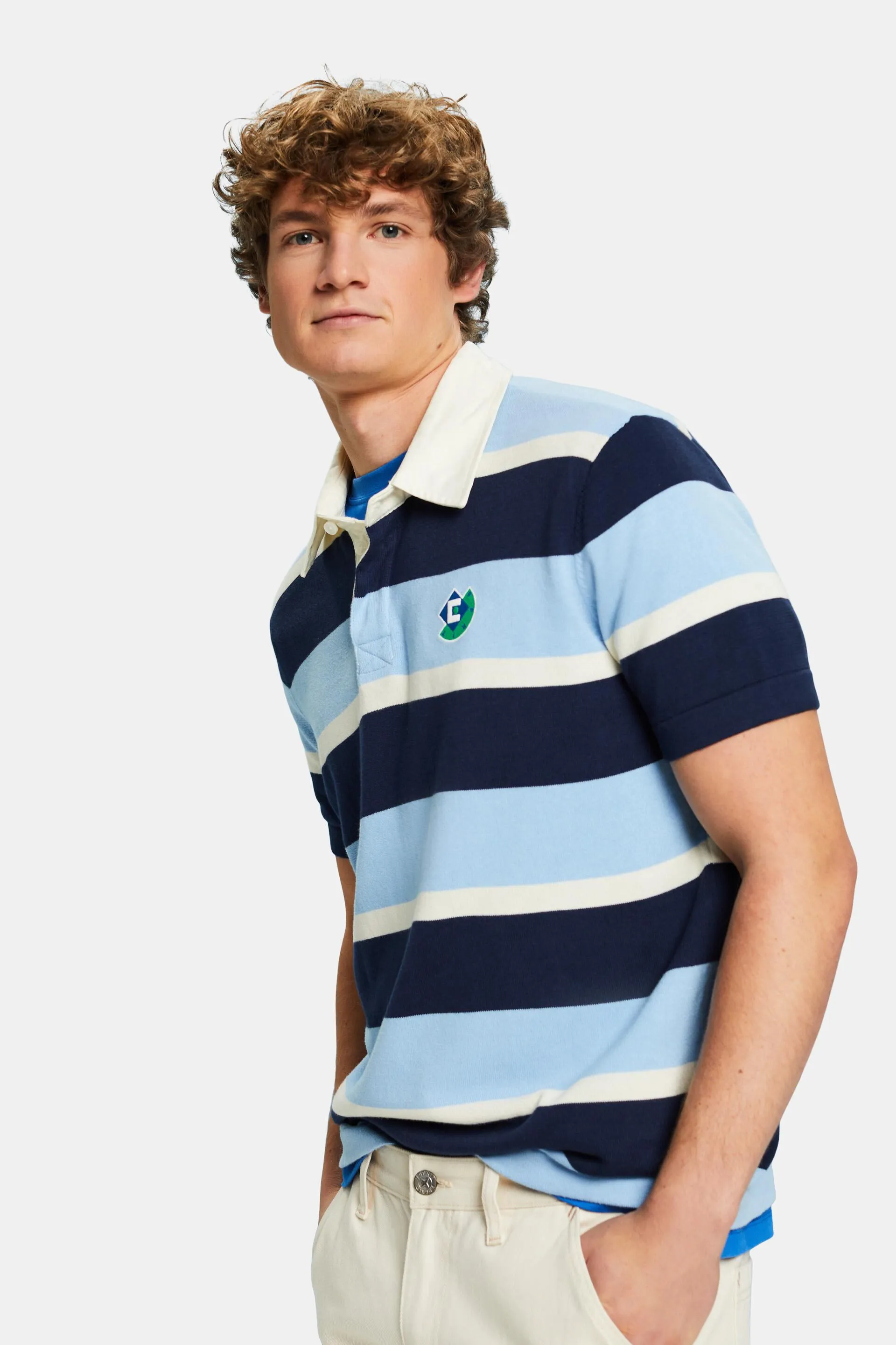 Polo de algodón con logotipo a rayas