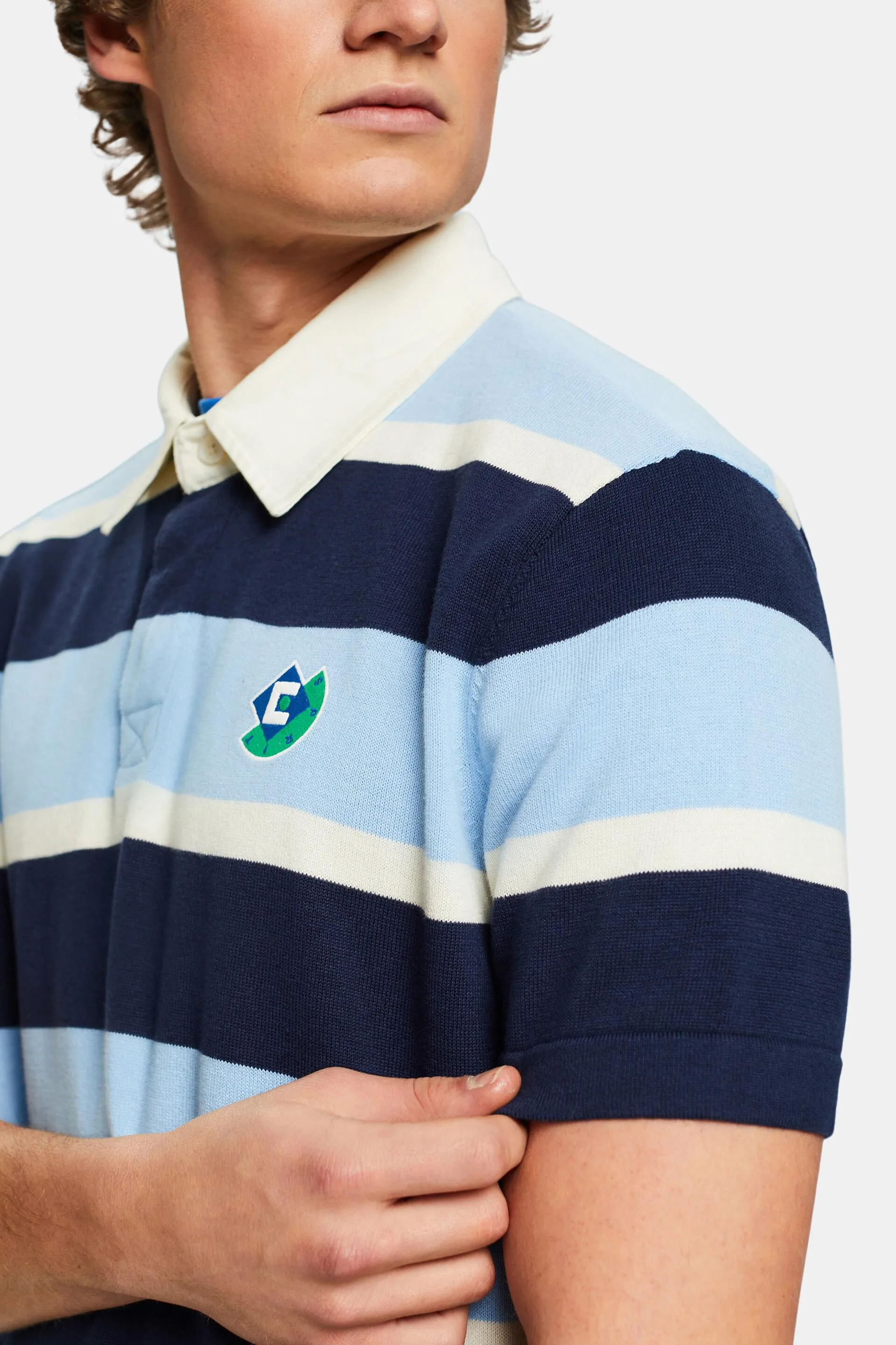 Polo de algodón con logotipo a rayas