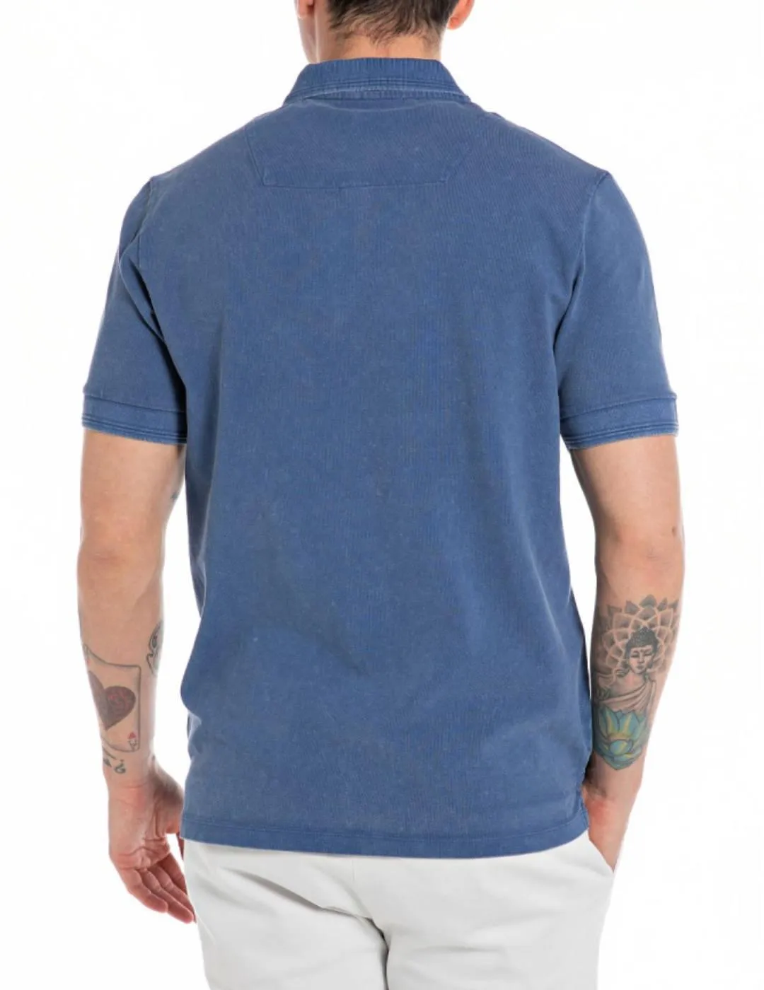 Polo Replay azulón con logo manga corta para hombre