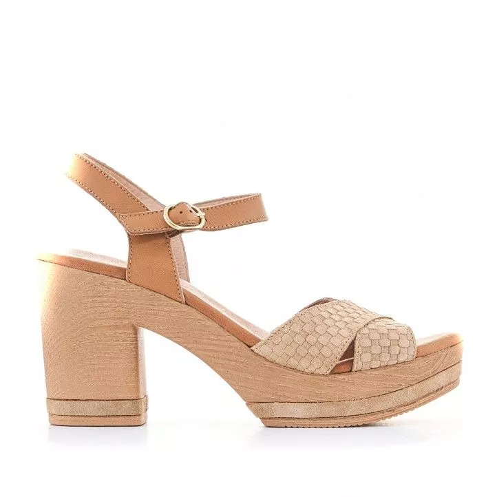 Sandalias tacón Redlove con doble pala y acabado en cuadrícula