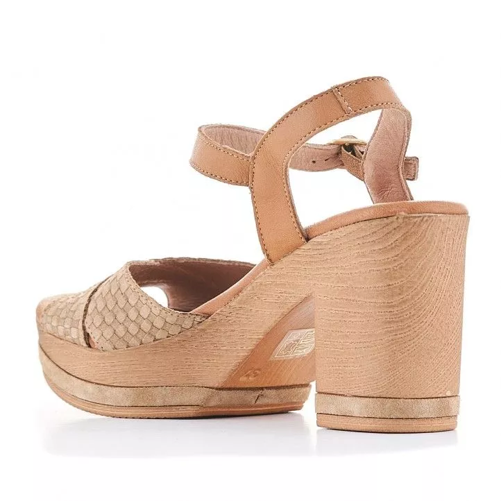 Sandalias tacón Redlove con doble pala y acabado en cuadrícula