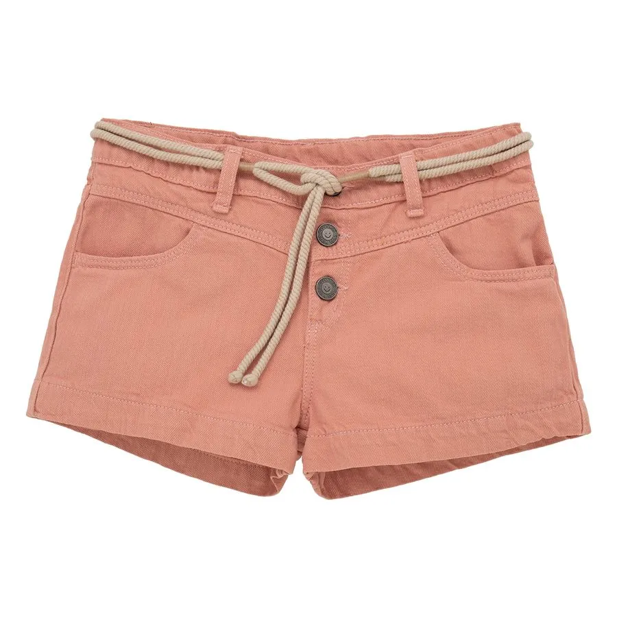 Short en tejido plano con correa de cordon