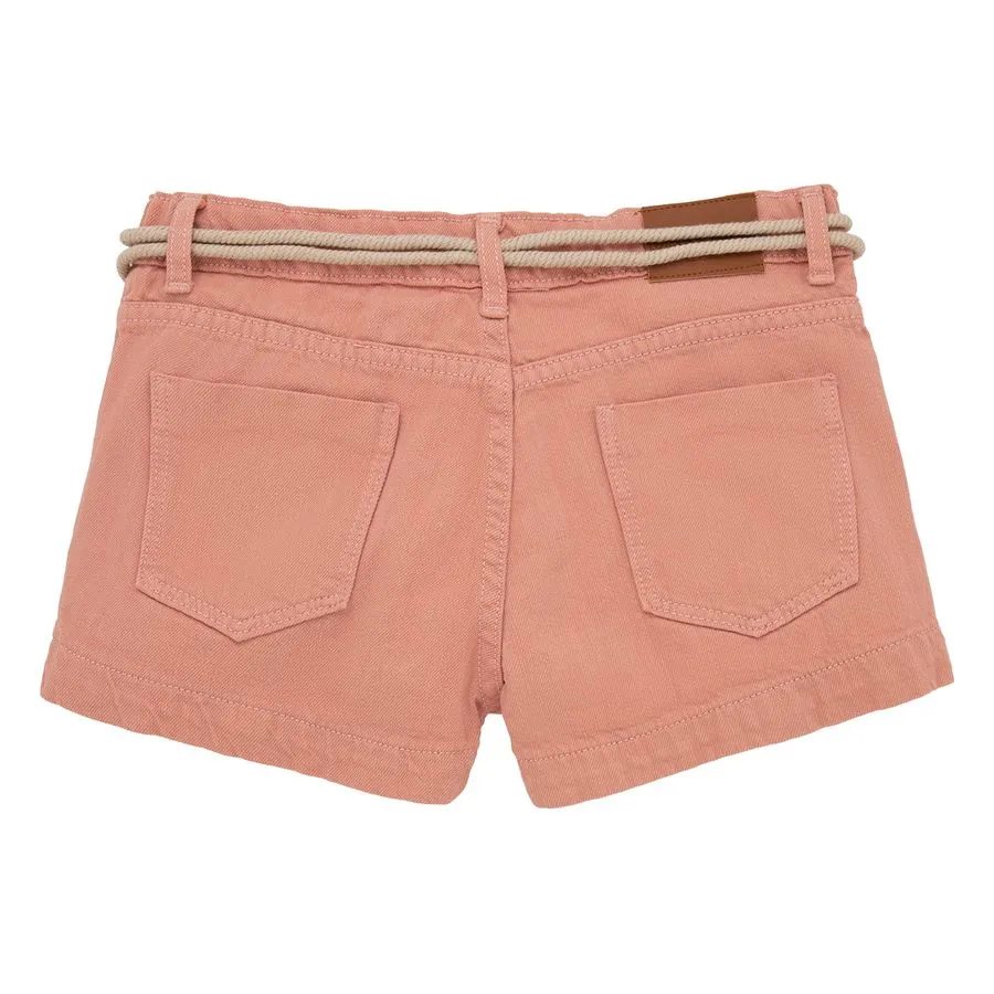 Short en tejido plano con correa de cordon