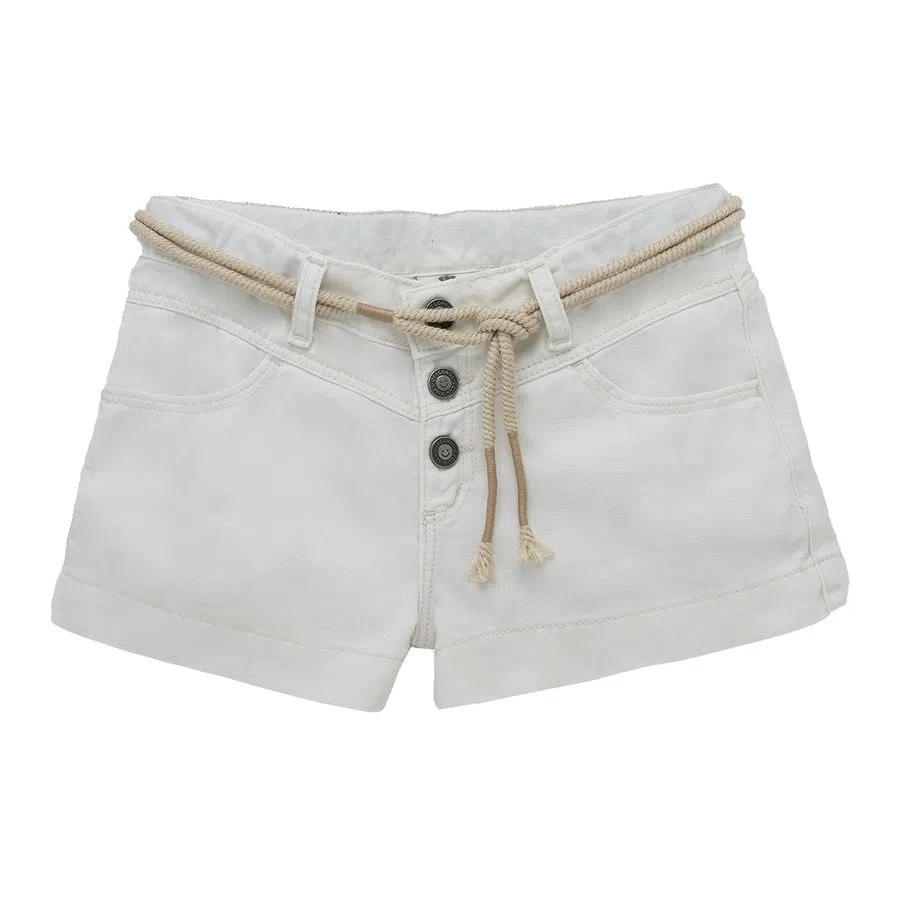 Short en tejido plano con correa de cordon