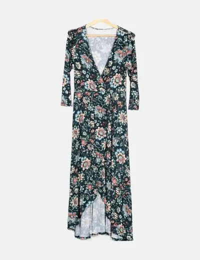 Springfield Vestido verde print floral