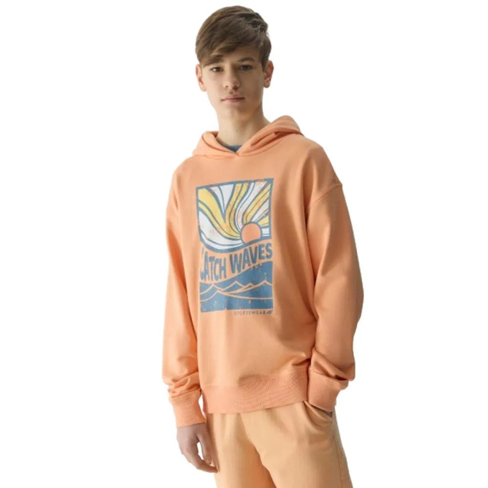 SUDADERA CON CAPUCHA PARA NIÑO 4F TSWSM0935 CORAL.
