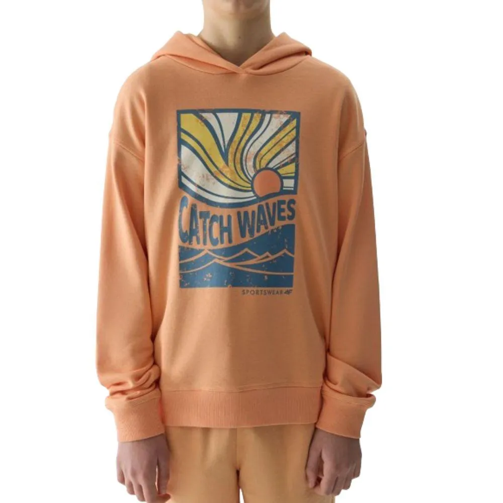 SUDADERA CON CAPUCHA PARA NIÑO 4F TSWSM0935 CORAL.