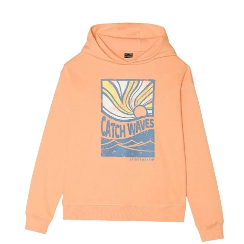 SUDADERA CON CAPUCHA PARA NIÑO 4F TSWSM0935 CORAL.