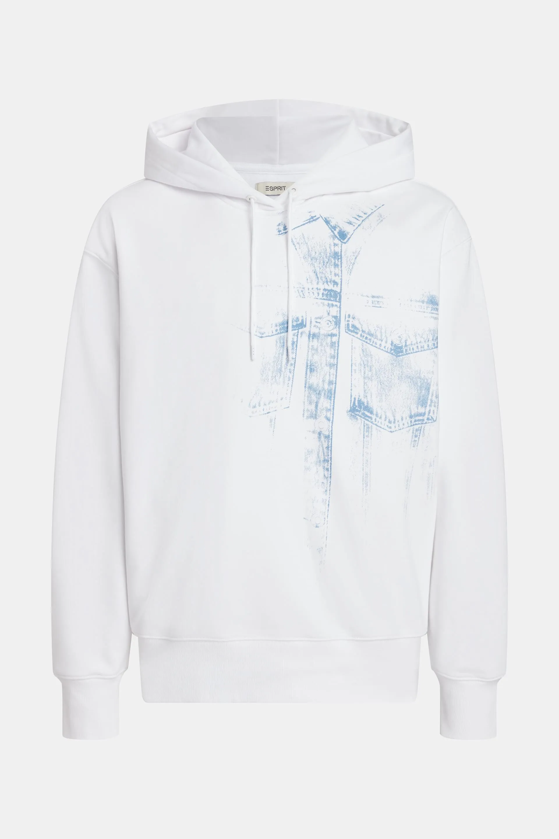 Sudadera con capucha y estampado de tejido vaquero índigo