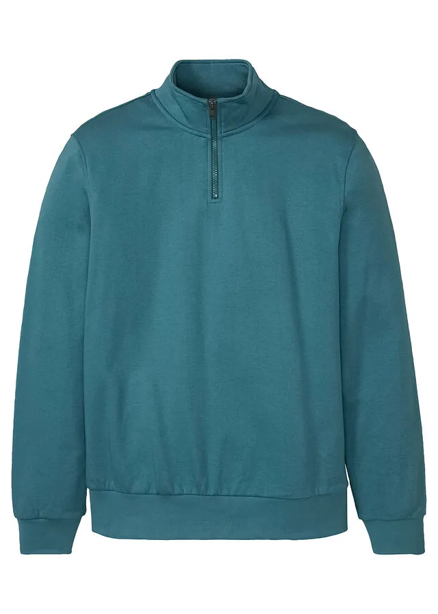 Sudadera con cuello troyer Azul petróleo mate