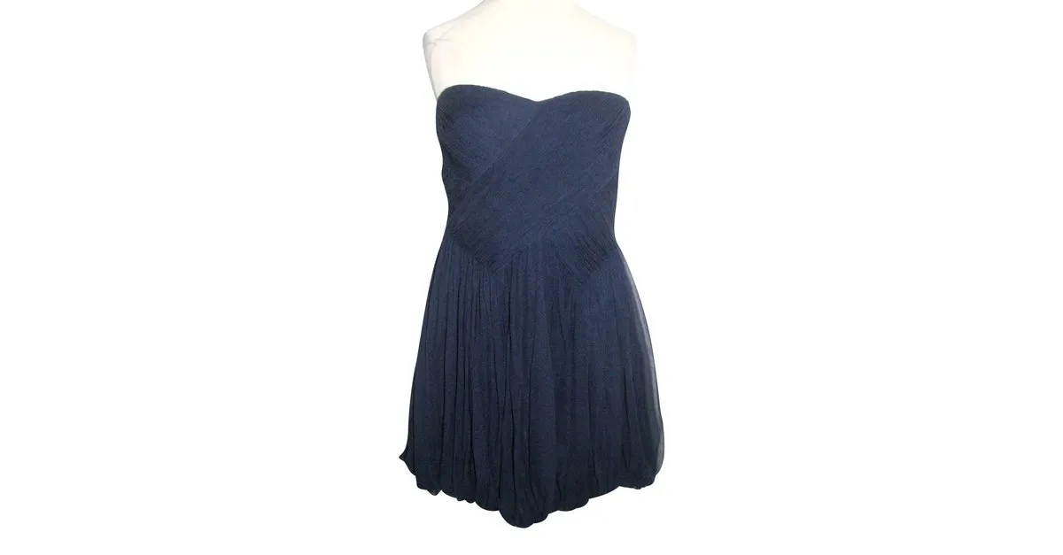Tibi Vestido de coctel sin tirantes Azul marino 