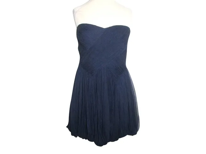Tibi Vestido de coctel sin tirantes Azul marino 