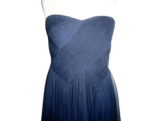 Tibi Vestido de coctel sin tirantes Azul marino 
