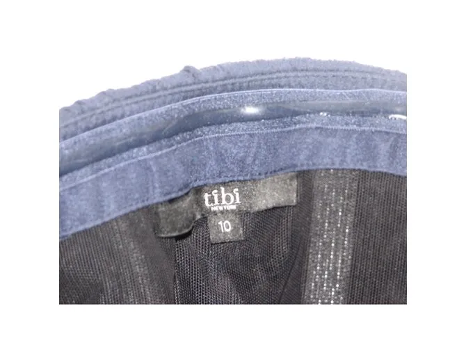 Tibi Vestido de coctel sin tirantes Azul marino 