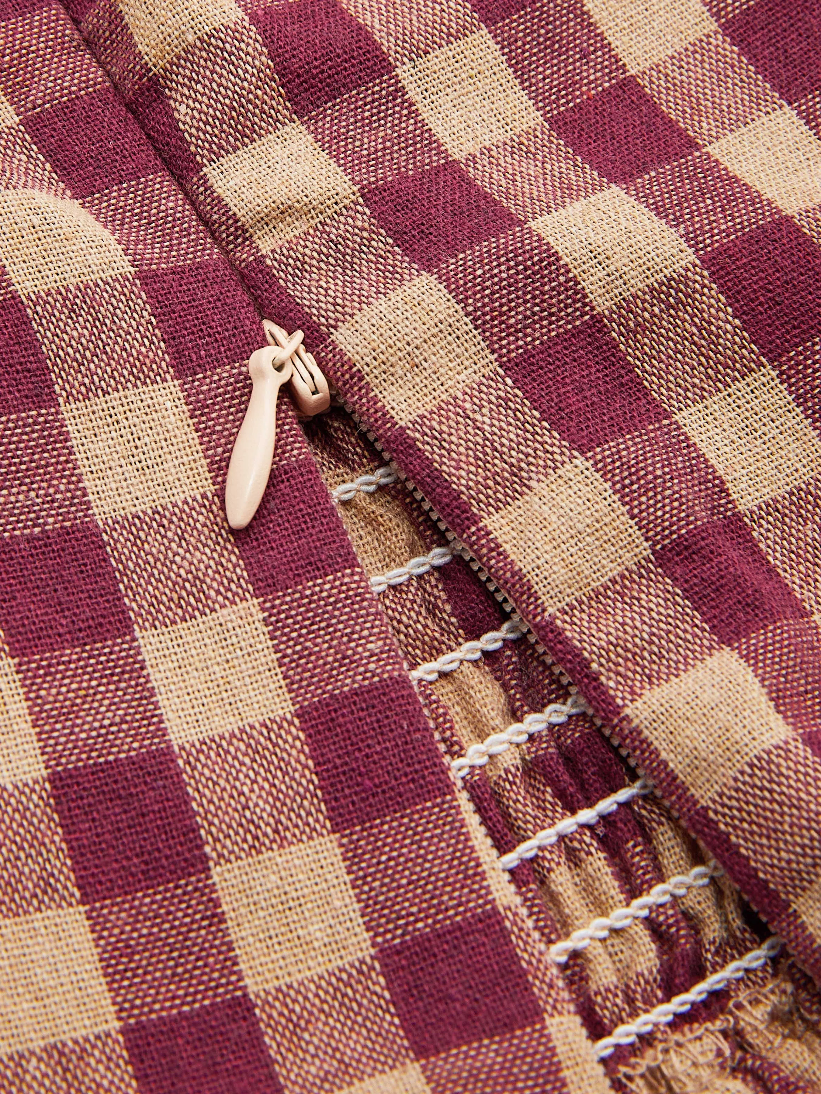 Top Cami fruncido de cuadros con cuello en V tejido