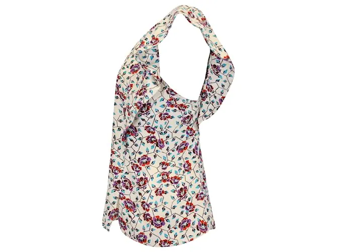Top de un hombro Rowina en seda estampada floral de Isabel Marant 