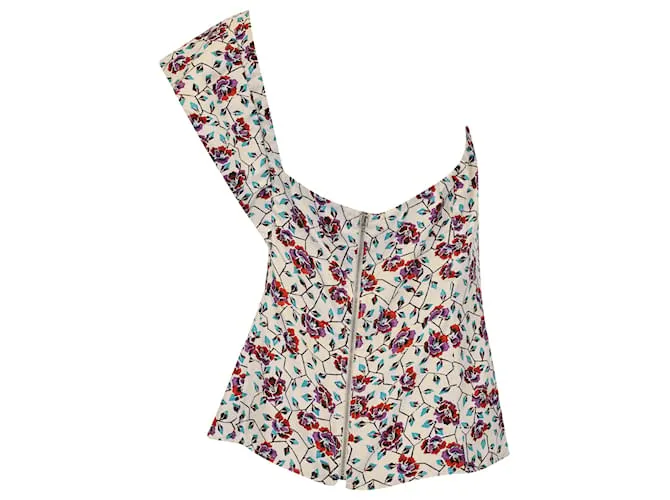 Top de un hombro Rowina en seda estampada floral de Isabel Marant 