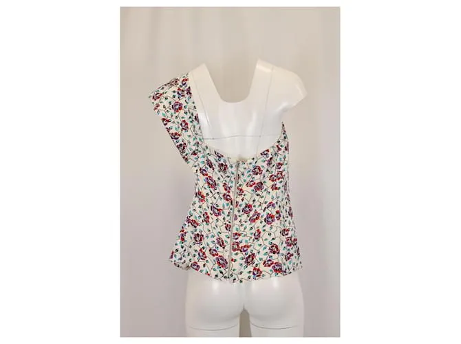 Top de un hombro Rowina en seda estampada floral de Isabel Marant 