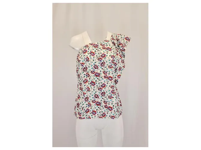 Top de un hombro Rowina en seda estampada floral de Isabel Marant 