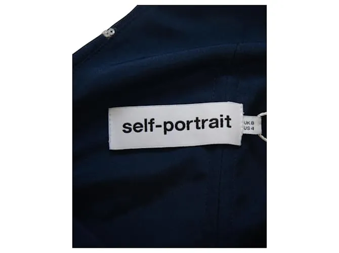 Top de un solo hombro con adorno de estrellas Self Portrait en poliéster azul marino 