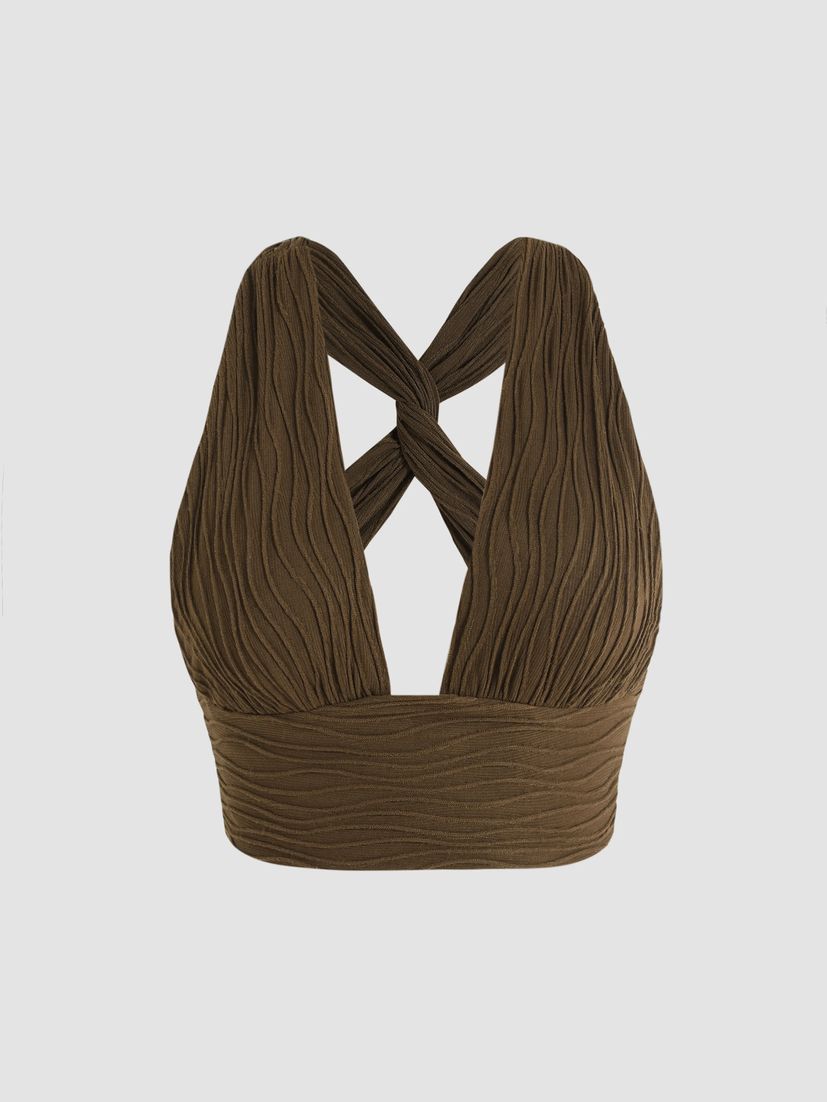  Top Halter Crop con Cruzado en la Espalda Sólido